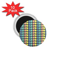 Colorful Leaf Pattern 1 75  Button Magnet (10 Pack)