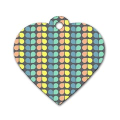 Colorful Leaf Pattern Dog Tag Heart (two Sided)