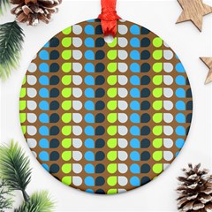 Colorful Leaf Pattern Round Ornament by GardenOfOphir