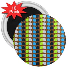 Colorful Leaf Pattern 3  Button Magnet (10 Pack)