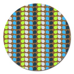 Colorful Leaf Pattern Magnet 5  (round)