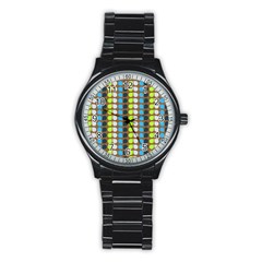 Colorful Leaf Pattern Sport Metal Watch (black)