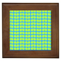 Blue Lime Leaf Pattern Framed Ceramic Tile