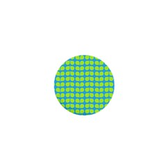 Blue Lime Leaf Pattern 1  Mini Button