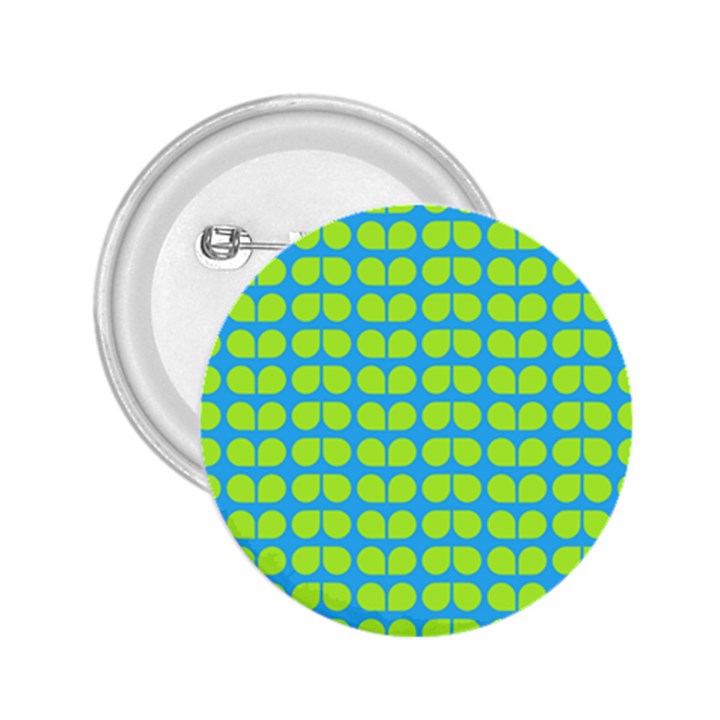 Blue Lime Leaf Pattern 2.25  Button