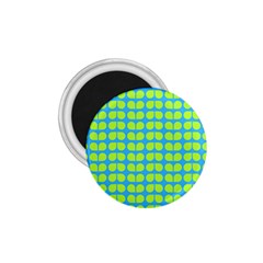 Blue Lime Leaf Pattern 1 75  Button Magnet