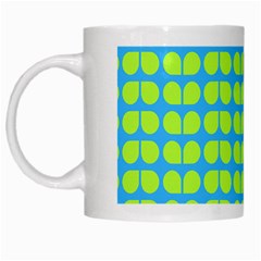 Blue Lime Leaf Pattern White Coffee Mug