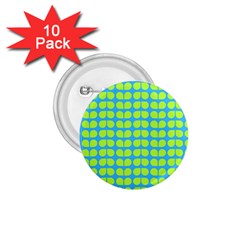 Blue Lime Leaf Pattern 1 75  Button (10 Pack)