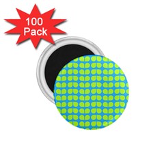 Blue Lime Leaf Pattern 1 75  Button Magnet (100 Pack)