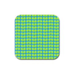 Blue Lime Leaf Pattern Drink Coasters 4 Pack (square) by GardenOfOphir