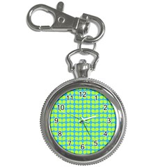 Blue Lime Leaf Pattern Key Chain Watch by GardenOfOphir