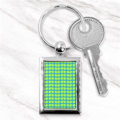 Blue Lime Leaf Pattern Key Chain (rectangle)