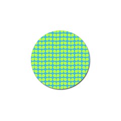 Blue Lime Leaf Pattern Golf Ball Marker by GardenOfOphir