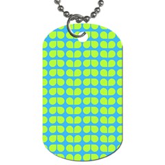 Blue Lime Leaf Pattern Dog Tag (two-sided) 