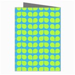 Blue Lime Leaf Pattern Greeting Card (8 Pack) Right