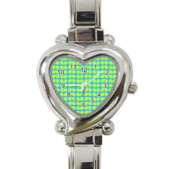 Blue Lime Leaf Pattern Heart Italian Charm Watch 