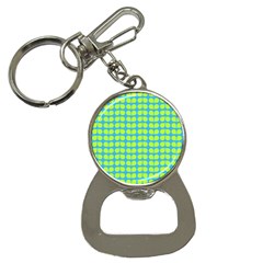 Blue Lime Leaf Pattern Bottle Opener Key Chain