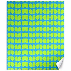 Blue Lime Leaf Pattern Canvas 8  X 10  (unframed) by GardenOfOphir