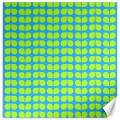 Blue Lime Leaf Pattern Canvas 12  X 12  (unframed)