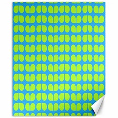 Blue Lime Leaf Pattern Canvas 16  X 20  (unframed)