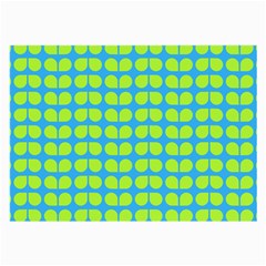 Blue Lime Leaf Pattern Glasses Cloth (large, Two Sided)