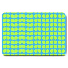 Blue Lime Leaf Pattern Large Door Mat