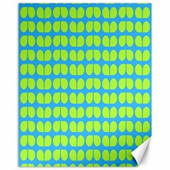 Blue Lime Leaf Pattern Canvas 11  X 14  (unframed)