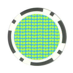 Blue Lime Leaf Pattern Poker Chip