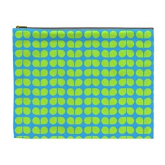 Blue Lime Leaf Pattern Cosmetic Bag (xl)