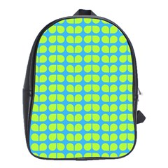 Blue Lime Leaf Pattern School Bag (large)