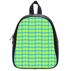 Blue Lime Leaf Pattern School Bag (small)