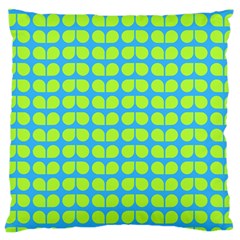 Blue Lime Leaf Pattern Large Cushion Case (two Sided) 