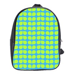 Blue Lime Leaf Pattern School Bag (xl)