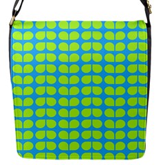 Blue Lime Leaf Pattern Flap Closure Messenger Bag (small) by GardenOfOphir