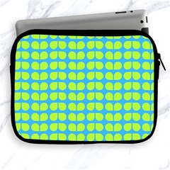 Blue Lime Leaf Pattern Apple Ipad Zippered Sleeve by GardenOfOphir