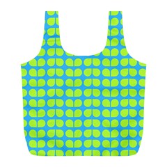 Blue Lime Leaf Pattern Reusable Bag (l)