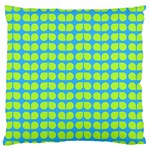 Blue Lime Leaf Pattern Large Flano Cushion Case (Two Sides) Front