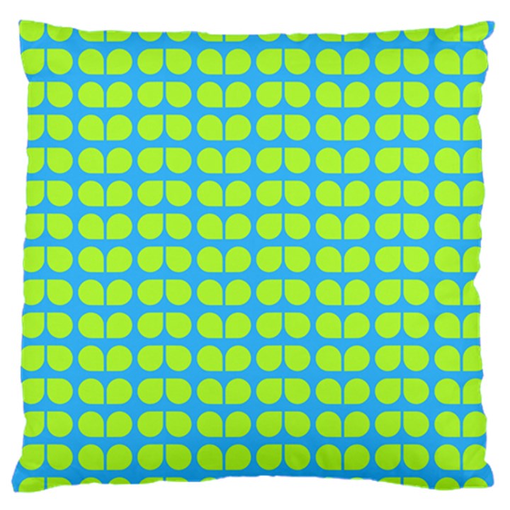 Blue Lime Leaf Pattern Large Flano Cushion Case (Two Sides)