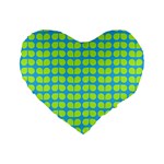 Blue Lime Leaf Pattern 16  Premium Flano Heart Shape Cushion  Front