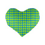 Blue Lime Leaf Pattern 16  Premium Flano Heart Shape Cushion  Back