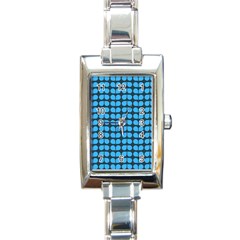 Blue Gray Leaf Pattern Rectangular Italian Charm Watch