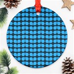 Blue Gray Leaf Pattern Round Ornament Front