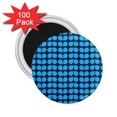 Blue Gray Leaf Pattern 2 25  Button Magnet (100 Pack)