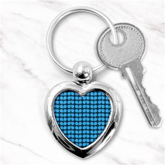 Blue Gray Leaf Pattern Key Chain (heart)