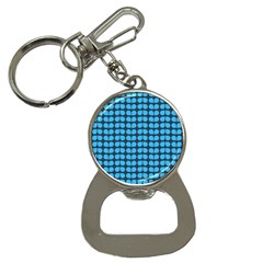 Blue Gray Leaf Pattern Bottle Opener Key Chain