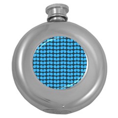 Blue Gray Leaf Pattern Hip Flask (round)