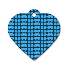 Blue Gray Leaf Pattern Dog Tag Heart (one Sided) 