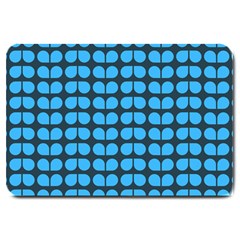 Blue Gray Leaf Pattern Large Door Mat