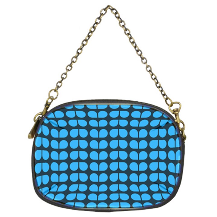 Blue Gray Leaf Pattern Chain Purse (Two Sided) 