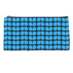 Blue Gray Leaf Pattern Pencil Case